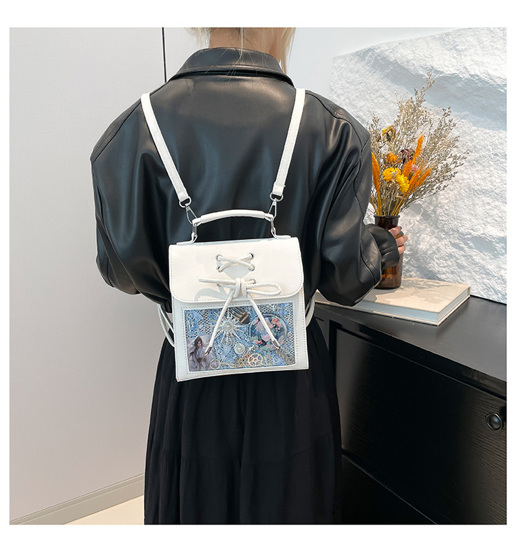 540g Weight Synthetic Leather Lining Material Sewing Thread Fashion Element Magnetic Buckle Closure Type Double Shoulder Straps Strap Type Functional Backpack Bags Type Casual, Daily Occasion Pu Leather Material Women's Backpack Backpack Color Block Pattern All Seasons Season Women's Gender Cute, Streetwear Style Square Shape Color Block Casual Daily Women's Backpack Functional Backpack 19