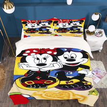 3D家纺三件套被套 米奇系列 数码印花外贸跨境美国亚马逊来图