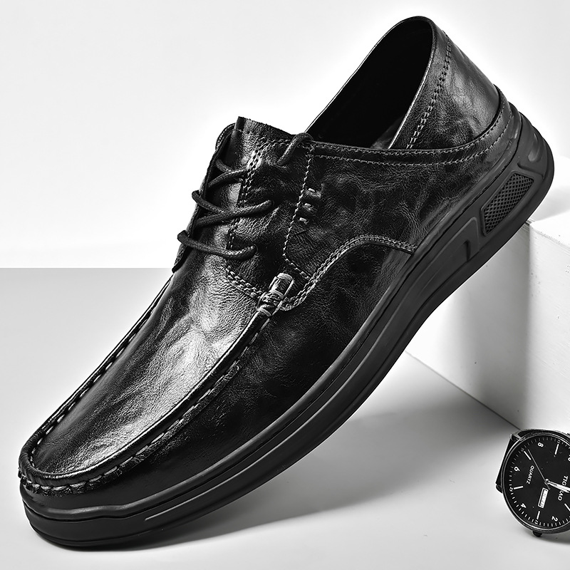 Zapatos de cuero transfronterizos para hombres 2024 otoño nuevos zapatos casuales de negocios con suela suave antideslizante de mediana edad zapatos de papá con suela grande