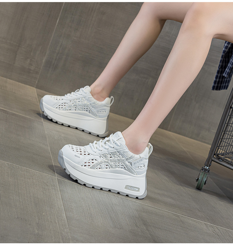 Giày sneaker nữ đế dày phong cách cổ điển phối màu, đan lưới thoáng khí mùa hè — Xám 5068, Vàng 5068, Trắng 5068 chi tiết 12