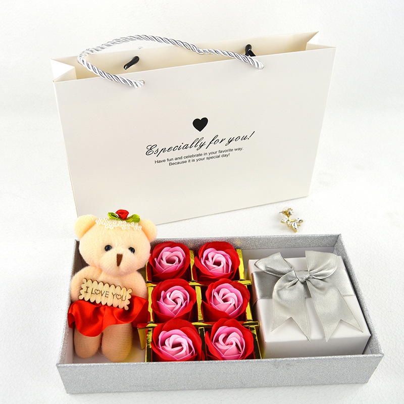 520香皂花首饰盒小熊玫瑰饰品包装盒珠宝实体店节日礼物厂家批发