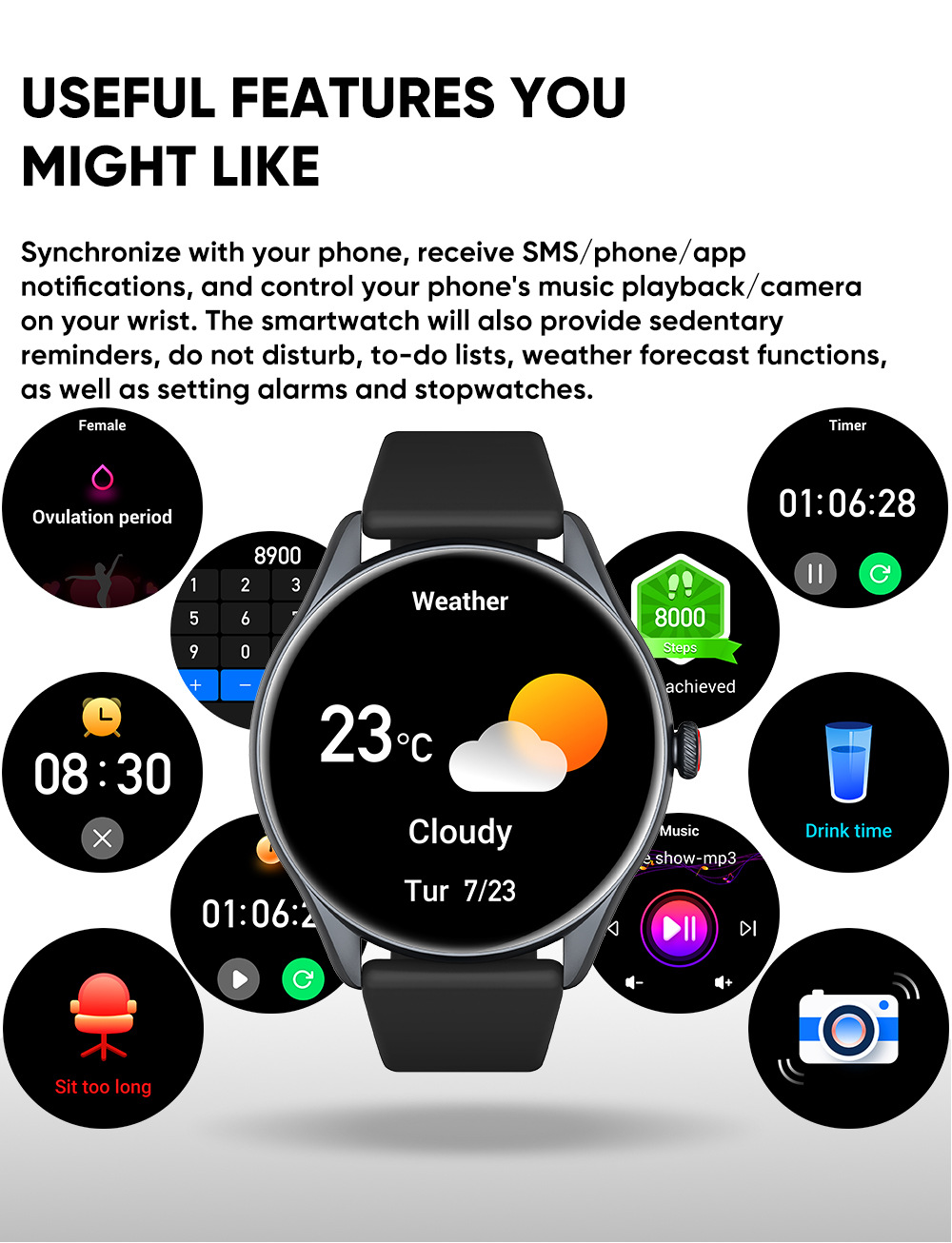 Montre connectée avec cardiofréquencemètre et assistant vocal_voghion.com