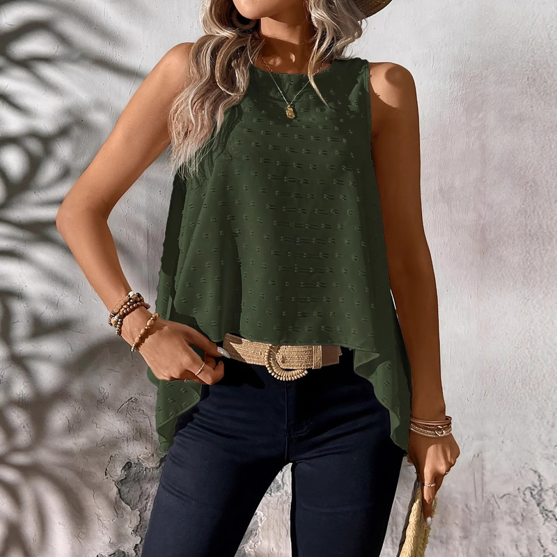 2025 European and American Cross-Border Women's Tops, Independent Platform Temu Hot-Selling Sleeveless Fashionable Ins-Style Design Shirts for Women