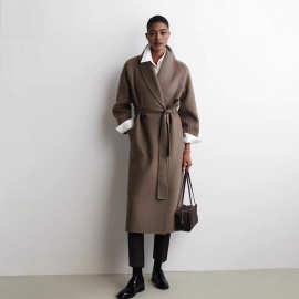 定制CS 手工羊毛大衣2025秋冬季新品休闲版双面羊毛系带中长款大