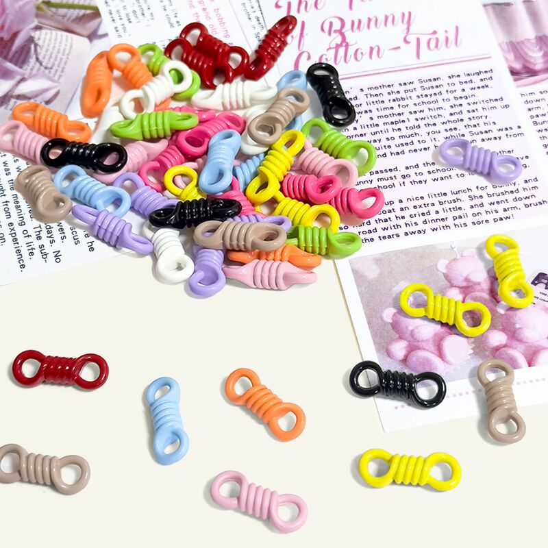 Painted Spiral Double-Ended Spring Clasp Stretchable Figure-Eight Double Ring Connector DIY Keychain Accessory Materials