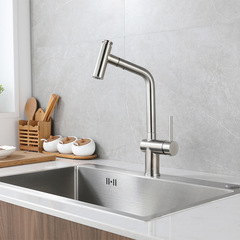 源頭廠家跨境新款304不鏽鋼廚房抽拉水龍頭可旋轉單把家用菜盆龍