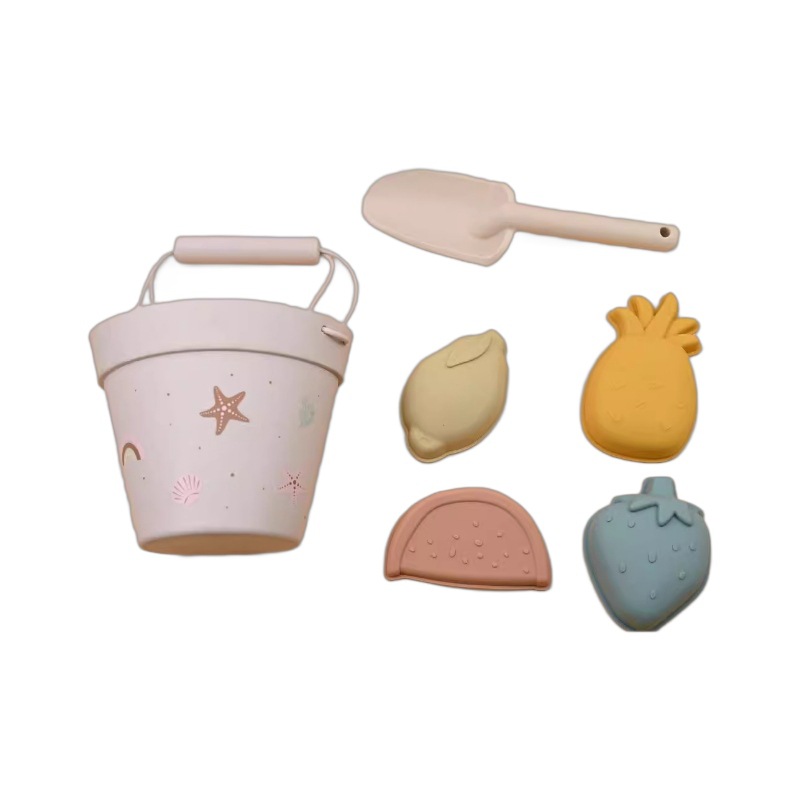 Herramientas de excavación de arena Barril junto al mar Juguetes para niños Pala junto al mar Fruta para padres e hijos Barril de silicona Juego de juguetes de playa
