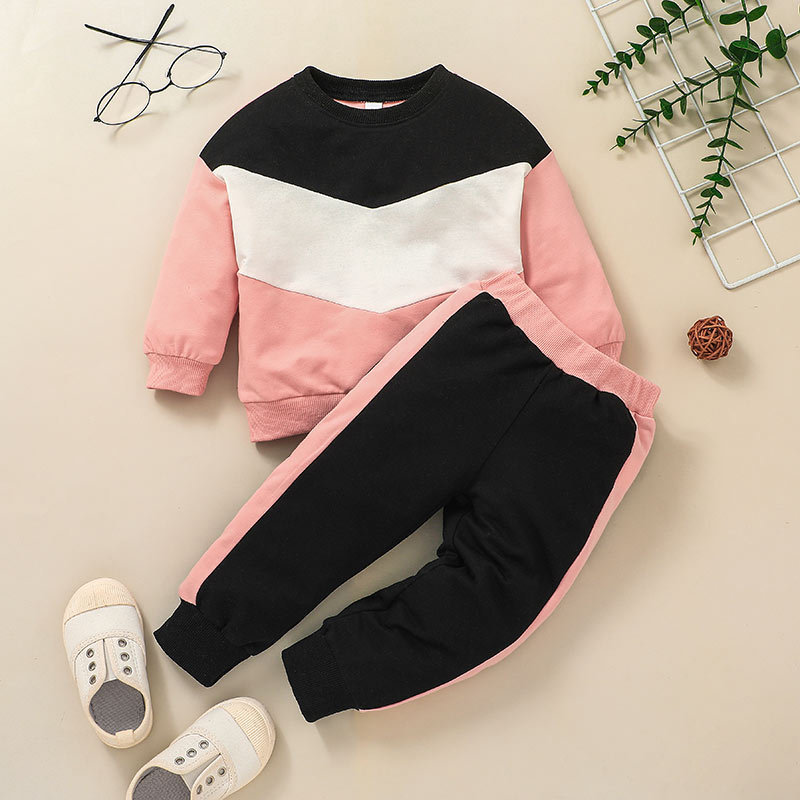 Children's Autumn Round Neck Long-sleeved Sweater And Trousers Two-piece Suit display picture 2