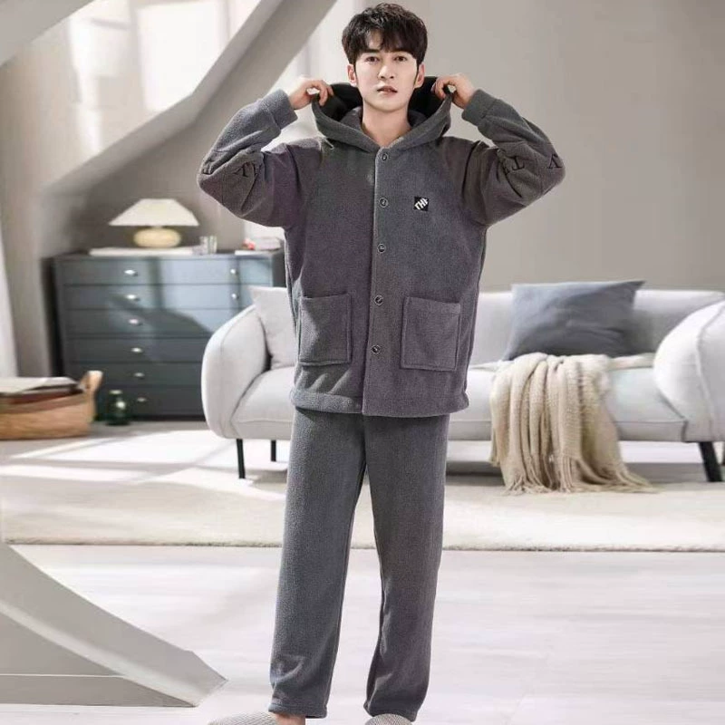 其才鸟 Velvet cardigan, keep warm flannel pijama, with snowflakes