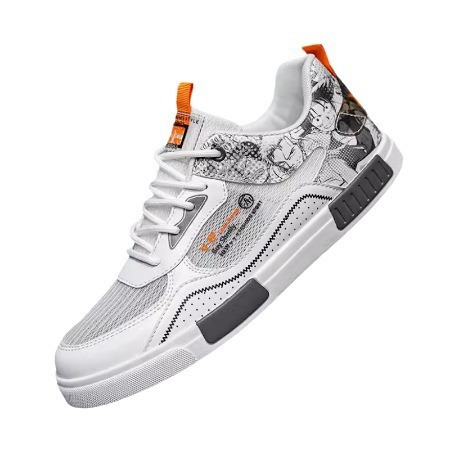 Large size men's shoes with breathable mesh in summer, versatile casual flat shoes for teenagers, lightweight sports, soft soles, and small white trendy shoes