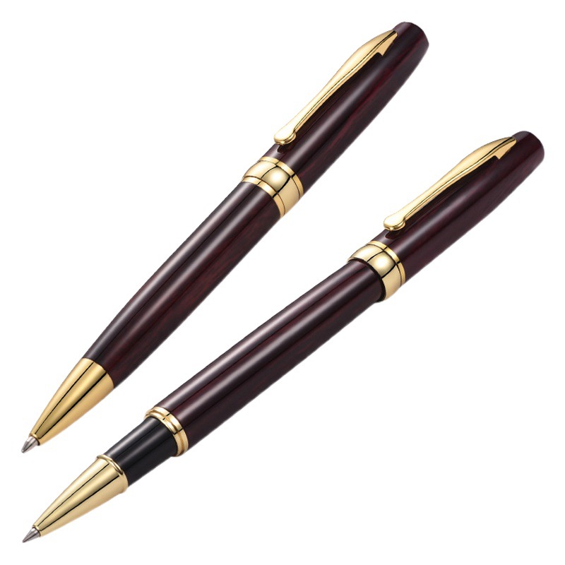 Factory direct fashion mahogany color metal pen round business office advertising gifts neutral ball pen printed logo