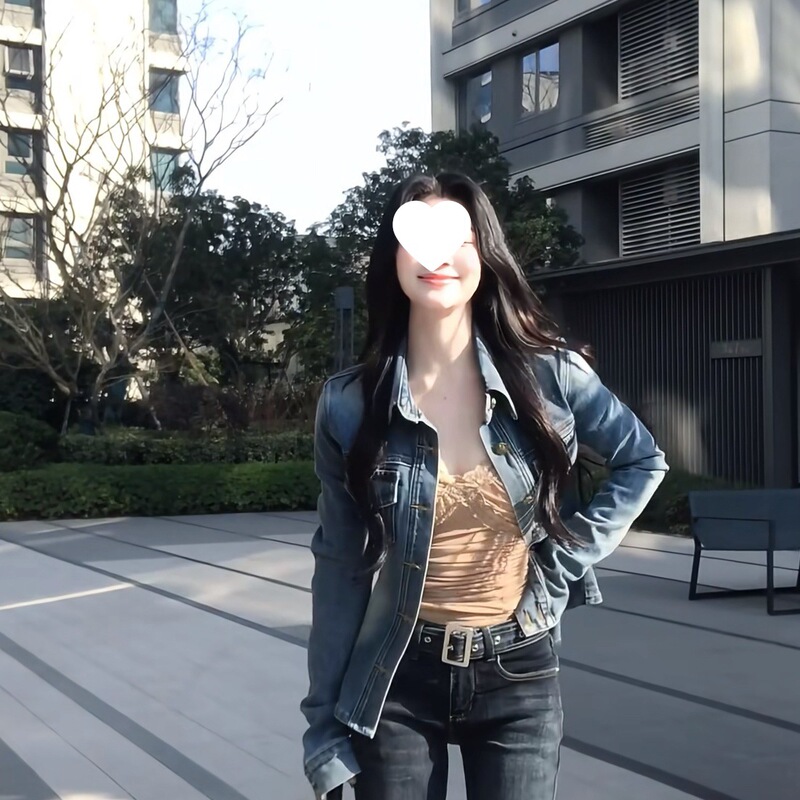 复古蓝色POLO修身弹性衬衫新款牛仔春秋款高级感收外套显瘦上衣女|undefined