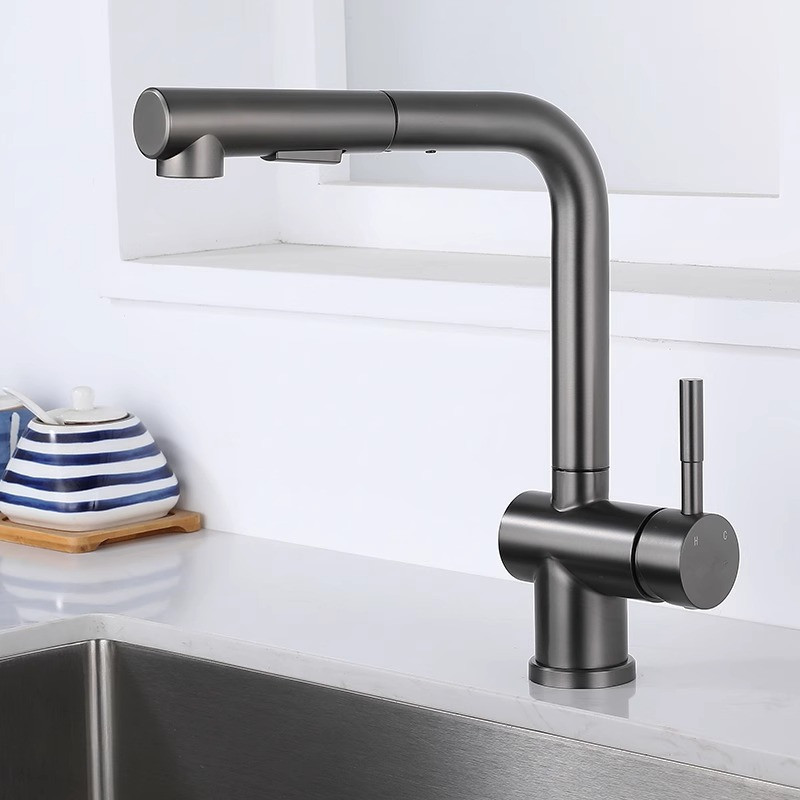 304 stainless steel four-way drawing faucet wire drawing black gun gray wire drawing gold kitchen multifunctional hot and cold 304 stainless steel four-way drawing faucet wire drawing black gun gray wire drawing gold kitchen multifunctional hot and cold