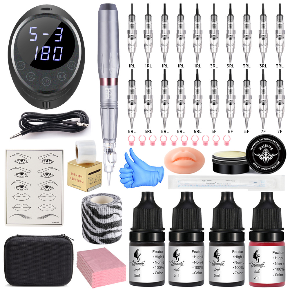 Tatuaje semipermanente bordado labial blanqueador conjunto completo de suministros de herramientas de práctica para principiantes conjunto completo de consumibles profesionales para abrir una tienda