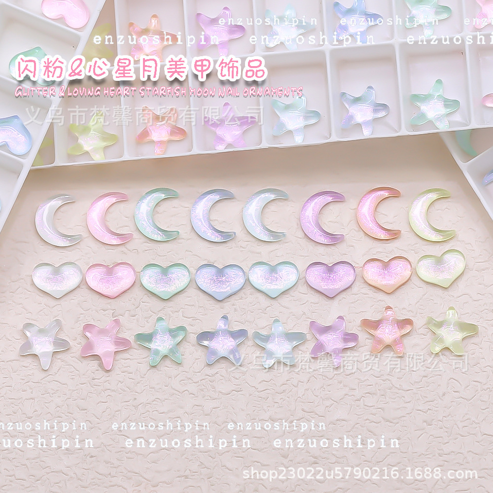 Mocha Love Moon Star Flat Crystal Diamond Aurora color estrella de cinco puntas nail Diamond nail Jewelry