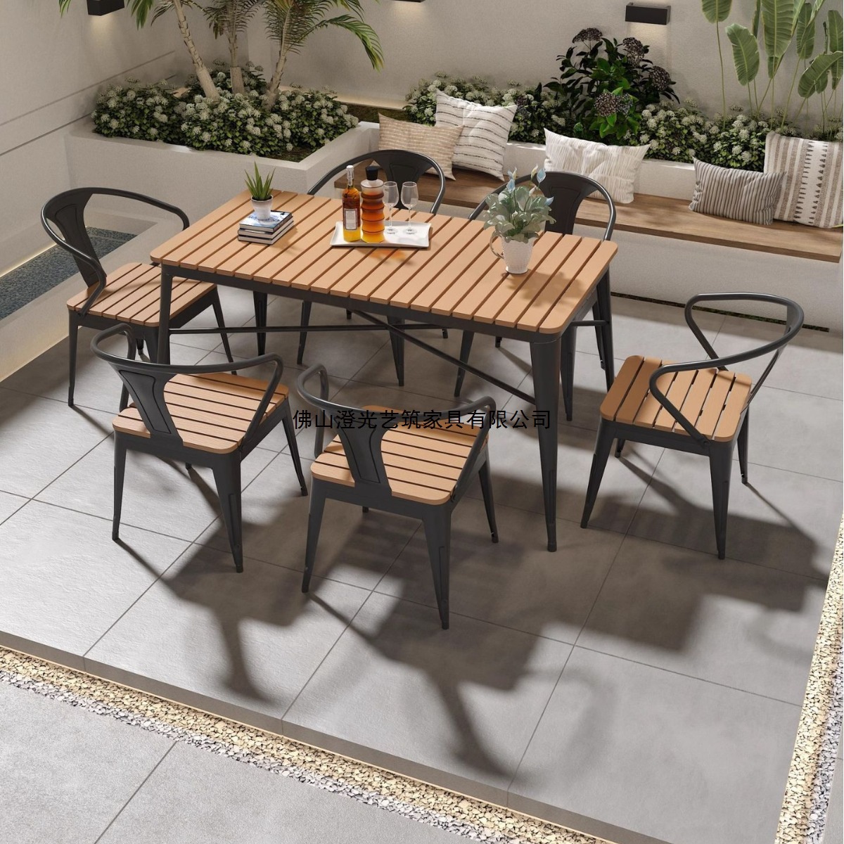 轻奢户外餐桌椅烧烤桌椅组合套装阳台小户型桌子室外防雨饭桌加工