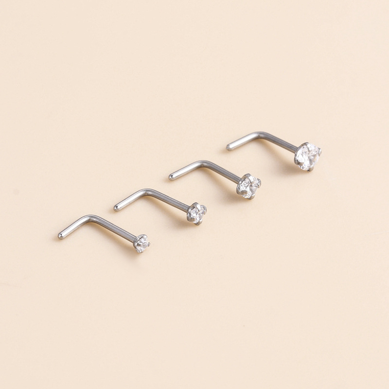 Geometric Pattern Unisex Gender 1 Piece Nose Rings & Studs Casual Geometric Pure Titanium Inlay Zircon Nose Pin