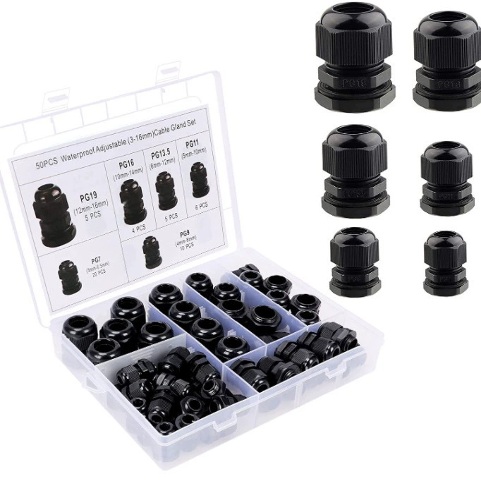 PG7 PG9 PG11 PG13.5 PG16 PG19 пластиковый водонепроницаемый кабельный разъем со Стопорной Гайкой