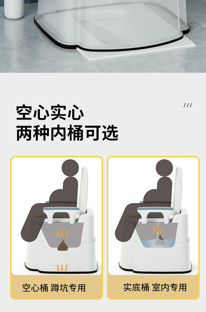 Portable elderly toilet, household anti-odor indoor toilet for the elderly, toilet chair for defecation, urine bucket for pregnant women and adults undefined