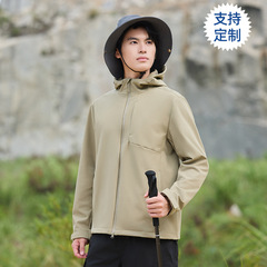 迪某特软壳衣女冲锋衣男夹克秋款防风防水登山服运动休闲连帽外套