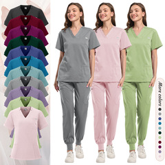 多色高品質歯科診療所病院手術服純色看護師vネックセット高品質厚タイプ手洗い服