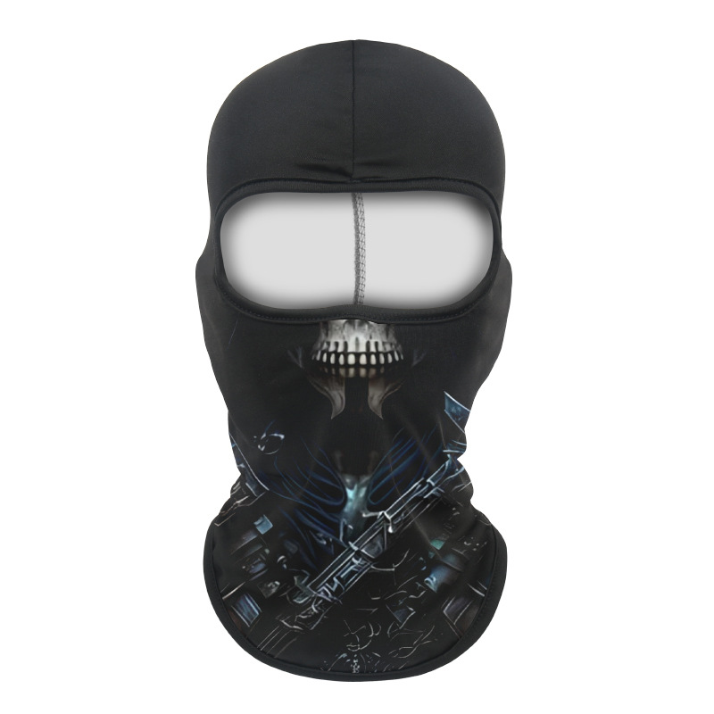 Motocicleta cubierta de cabeza impresa digital absorción de sudor transpiración protector solar sombrero de hielo de seda de marea máscara de sombra a prueba de viento