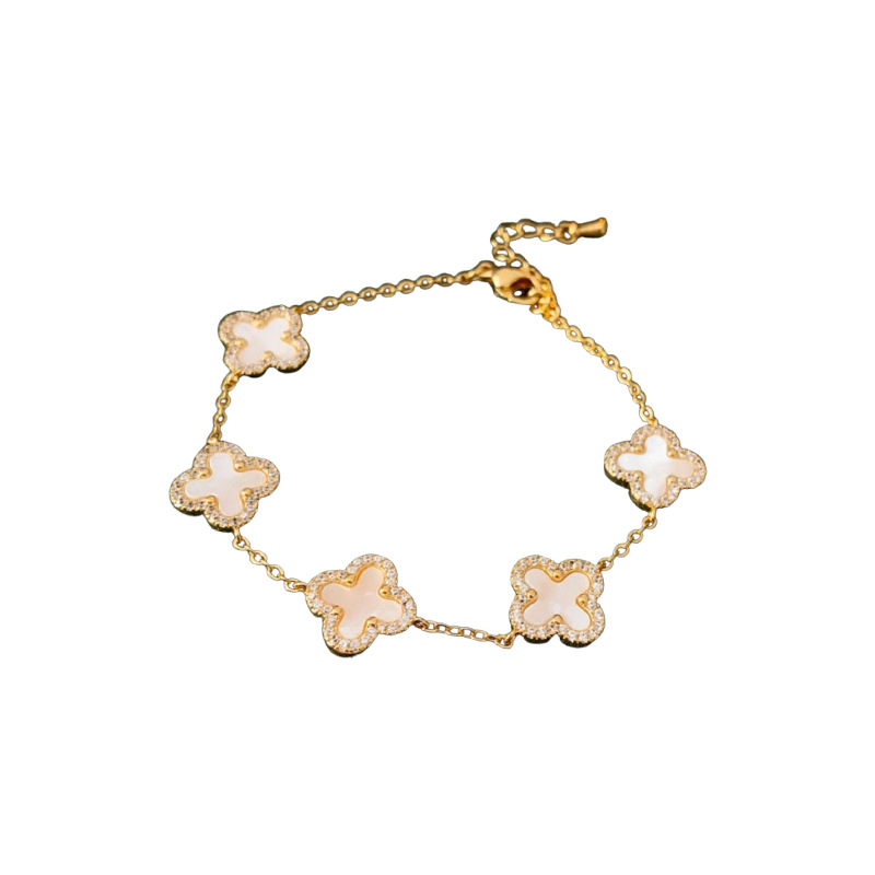 Oro real pulsera de flor de frita de silicio pulsera de moda de viaje versátil pulsera retro alta sensación de joyería de mano exquisita