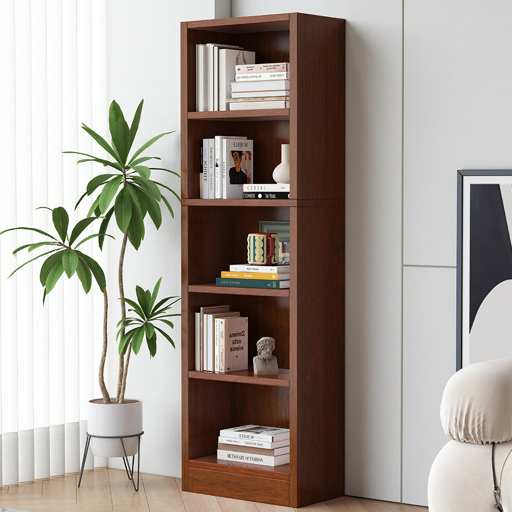 Solid Wood Bookcase Home Floor Narrow Bookshelf Integrated Wall Side Clip Seam Storage Storage Cabinet Modern Simple Prellis Cabinet