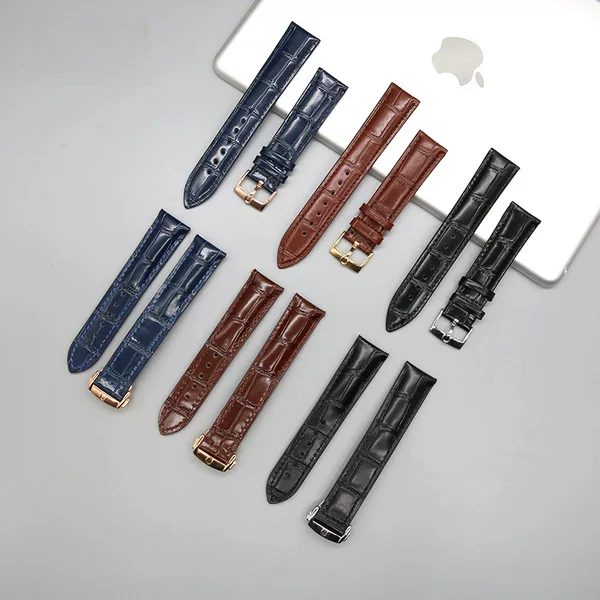 Genuine Leather Strap for Men and Women Bamboo Pattern Strap Substitute Omega Seahorse Super Watch Strap Accessories Cowhide 20