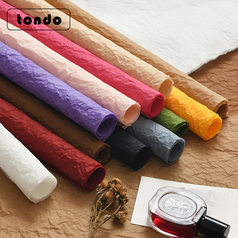 Valentine's Day bouquet of small red flowers Snow Nai Puff hand-rubbed paper handmade solid color raw paper fluffy petal wrapping paper