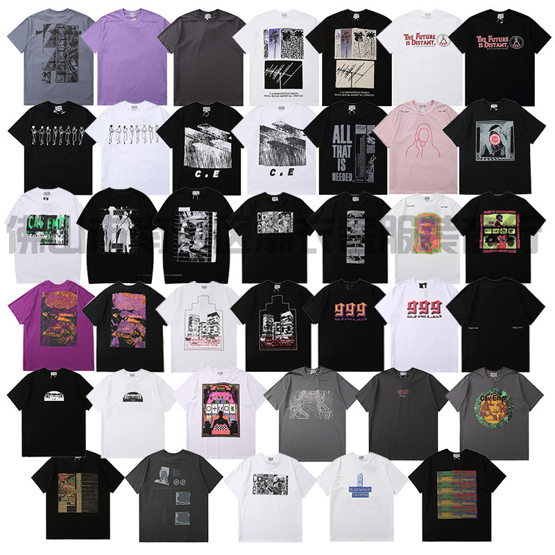 Trendy Washed Vintage Print Retro Unisex Couple's Matching Loose Short-Sleeve T-Shirt C.E Cav Empt Collection Trendy Washed Vintage Print Retro Unisex Couple's Matching Loose Short-Sleeve T-Shirt C.E Cav Empt Collection