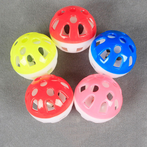 Cat Toy Ball Sound Bell Interactive Funny Cat Toy Multi-Color Plastic Hollow Toy Ball Pet Products Wholesale