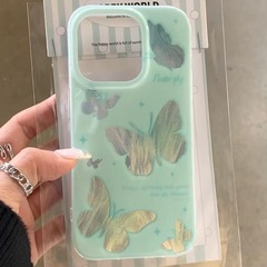 小眾ins薄荷綠蝴蝶蘋果15手機殼iPhone14軟1312女14promax網紅11