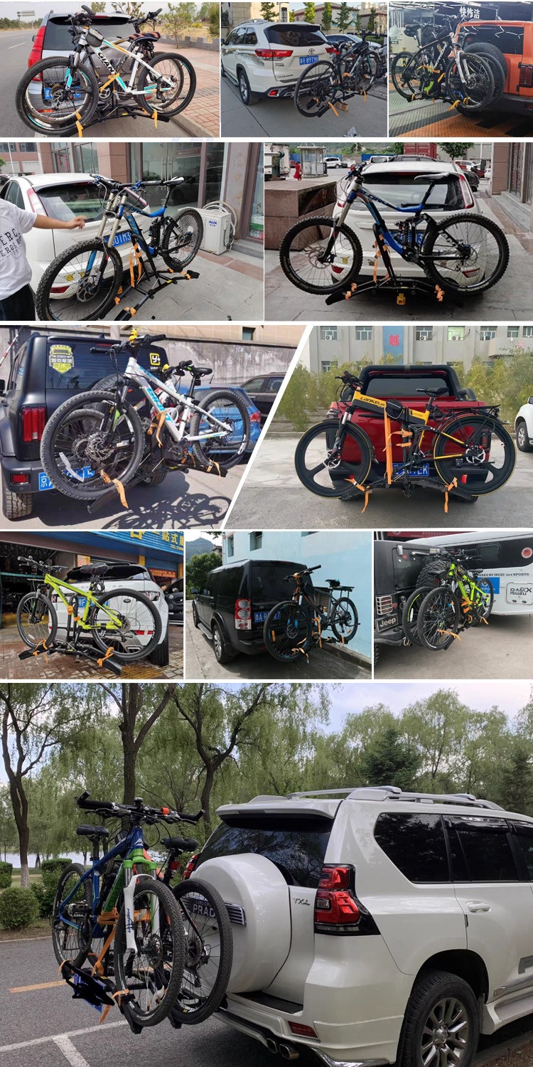 Suitable for no-drill installation on SUV car trunks, dual-bike mounting alloy steel rear rack, easy to use