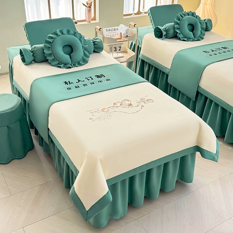 Красивое покрывало на все времена года, простые массажные простыни для салонов красоты, утолщенное доступное роскошное покрывало чистого цвета с вышивкой и отверстиями.