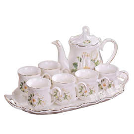 0FE9美式简欧陶瓷茶壶茶杯带托盘 礼盒装家用下午茶 欧式茶具