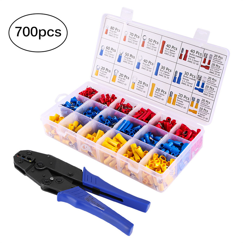 厂家直供 700PCS冷压接线端子盒装组合端子连接器压线端子套装