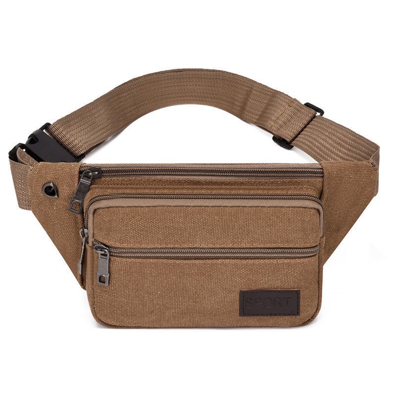 Direct Selling Men's Canvas Waist Bag Single Shoulder Crossbody Chest Bag Construction Site Wear-Resistant Waist Bag Multi-Layer Anti-Theft Mobile Phone Bag Men's Backpack
