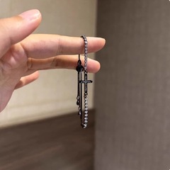 暗黑系满钻十字架手链可抽拉设计轻奢小众手环不掉色精致手饰女