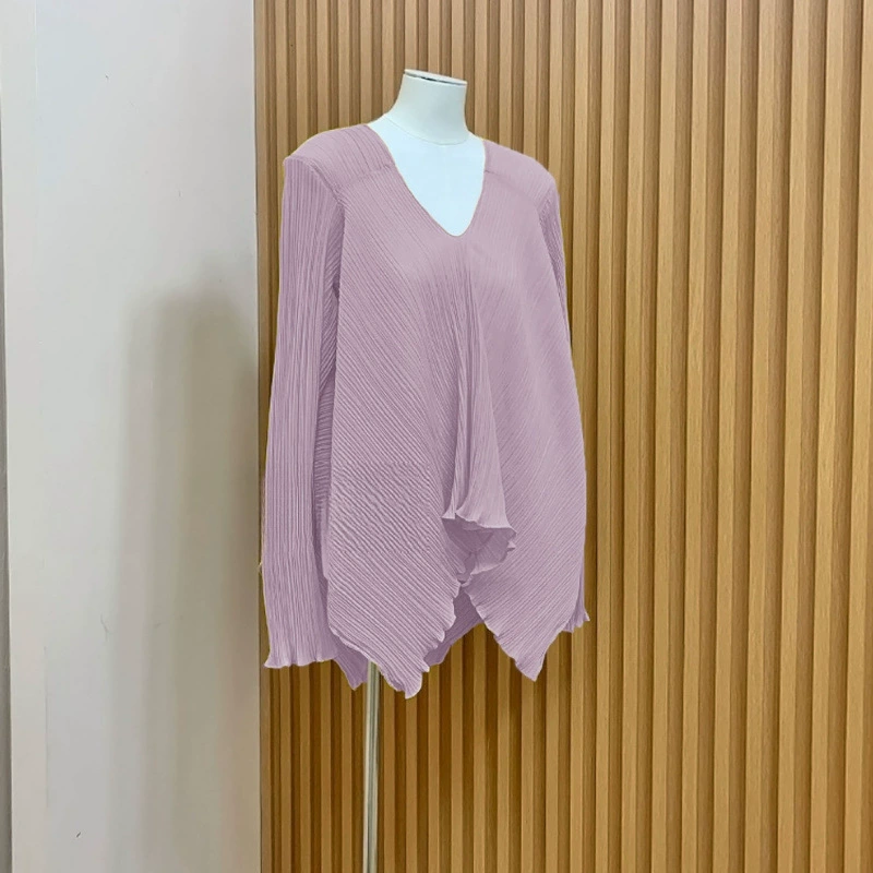 Спотовая летняя новая дизайнерская свободная и удобная таро фиолетовая тройка с V-образным вырезом ленивая женская футболка