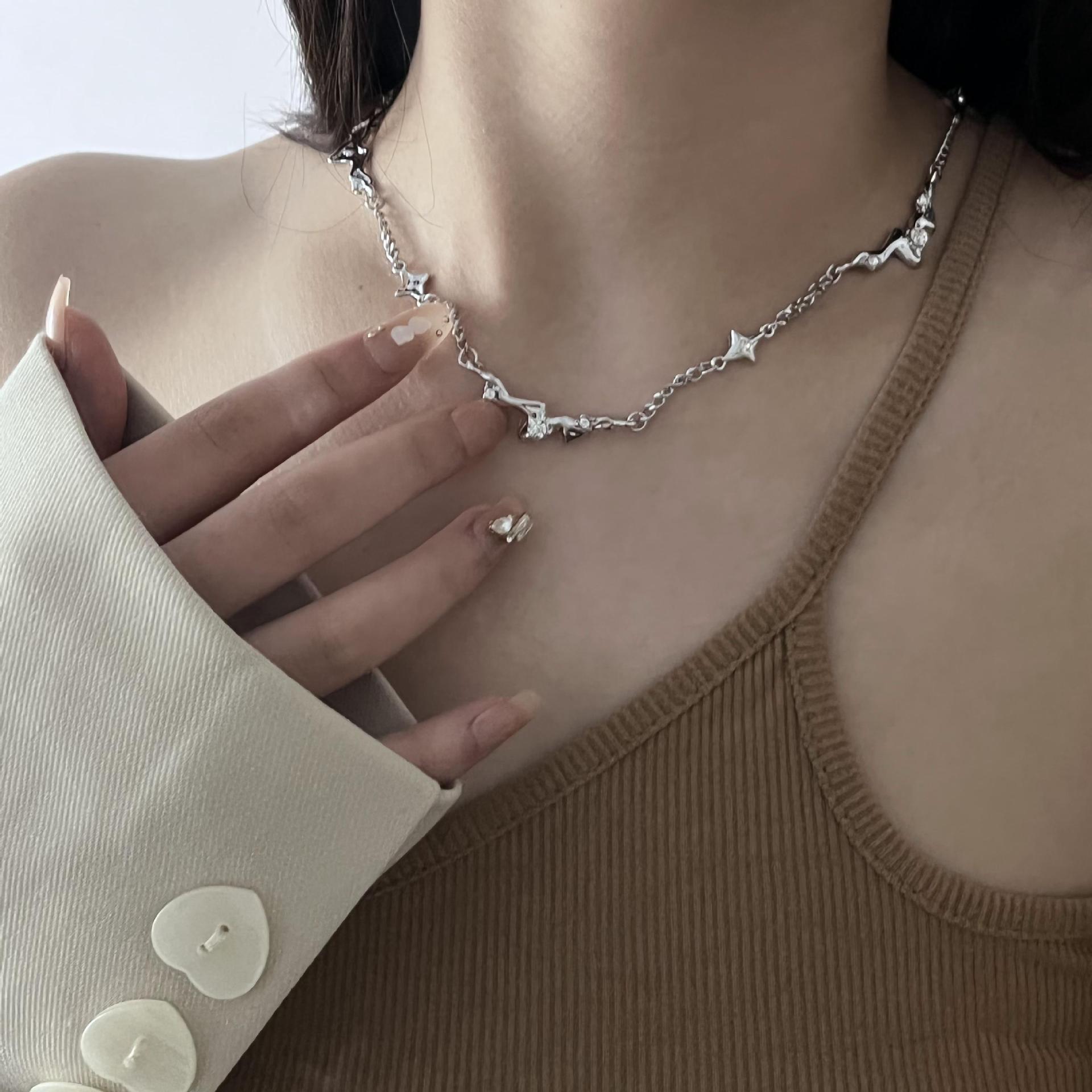 2022 New Lava Eight-Pointed Stars Stainless Steel Clavicle Chain Necklace