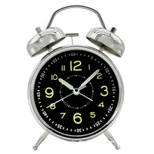 ✅4寸金属打铃闹钟 爱时达品牌静音夜光带夜灯学生儿童卧室床头闹