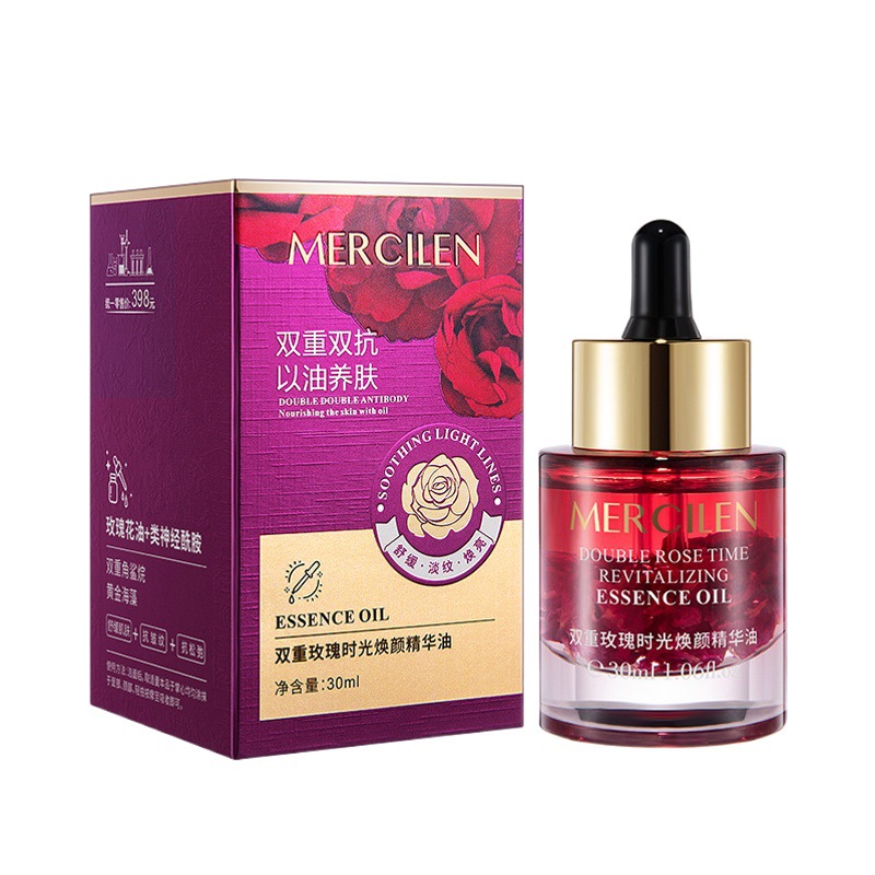 Mengxi blue double rose time brightening essence oil 30ml moisturizing anti-wrinkle firming light lines soothing essence liquid