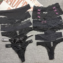 Black thong防摩擦蕾丝大腿带欧美弹力花边брюки.
