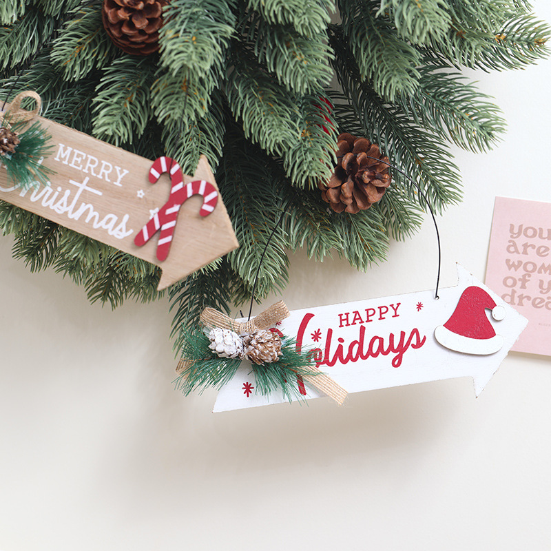 Ins madera tarjeta de bienvenida Inglés Feliz Navidad tarjeta de letras Navidad árbol de Navidad decoración creativa colgante colgante