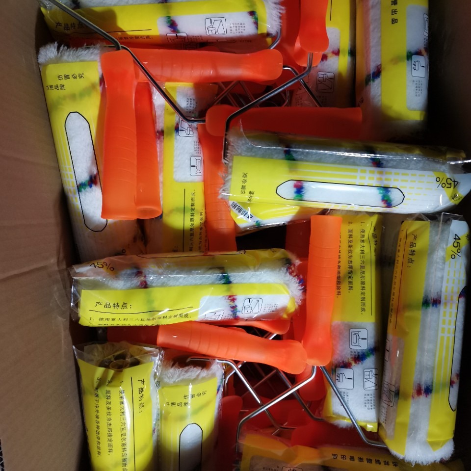 厂家批发外墙长毛棉线滚筒刷9寸长毛棉线无死角粗线滚筒长毛五彩