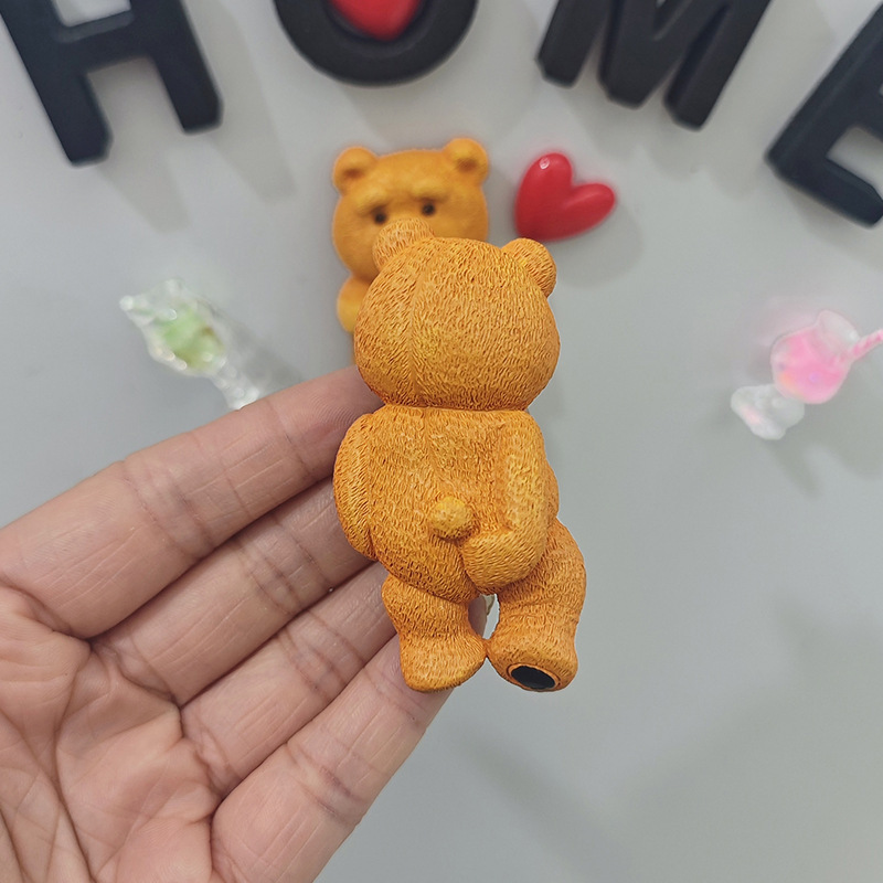 かわいいアメリカンイン飲酒クマ冷蔵庫マグネットクリエイティブ漫画 3D 磁気装飾ホールボード吸引|undefined