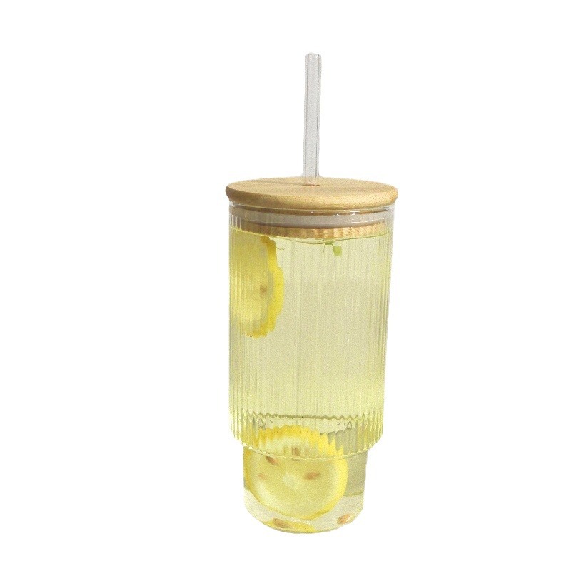 Taza de vidrio de limonada de gran capacidad 700ml taza de sorbos de agua con burbujas de verano bebida de té de frutas de alto valor taza de café