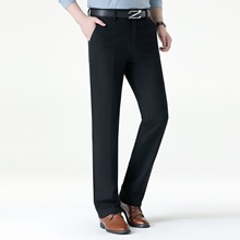 高端男士休闲裤秋冬抓绒磨毛加厚中年爸爸羊毛呢商务百搭高级西裤