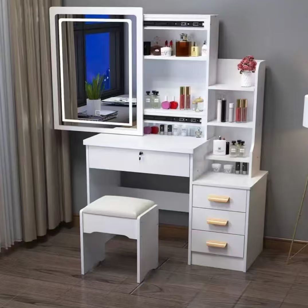 Alta sensación de ensamblaje de dormitorio mesa de maquillaje mini gabinete de maquillaje en línea popularidad moderna simple mesa de maquillaje